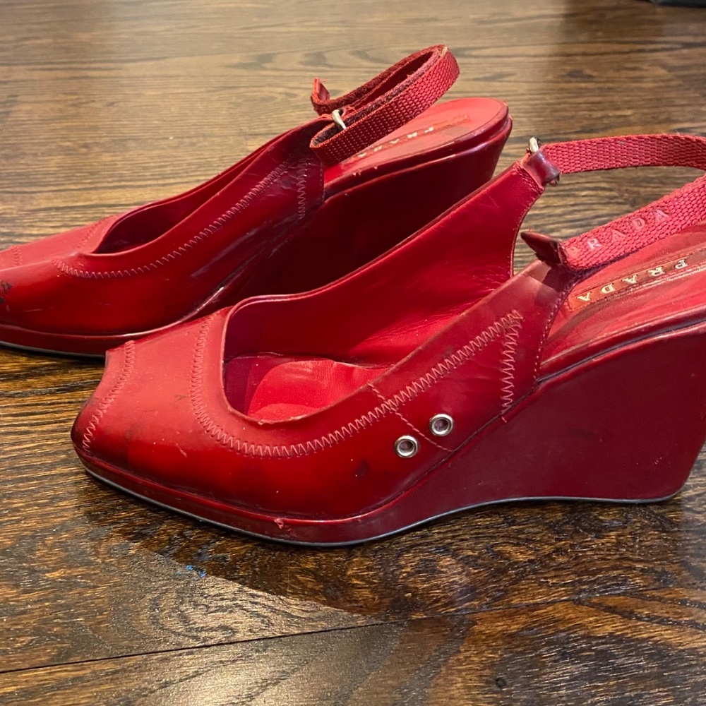 Red Prada Platform Sandals - Picture 2 of 9